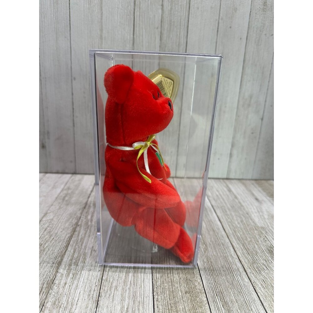 Vtg TY Beanie Baby Osito Mexican Bear Plush Stuffed Animal Toy with Display Case - Picture 2 of 5